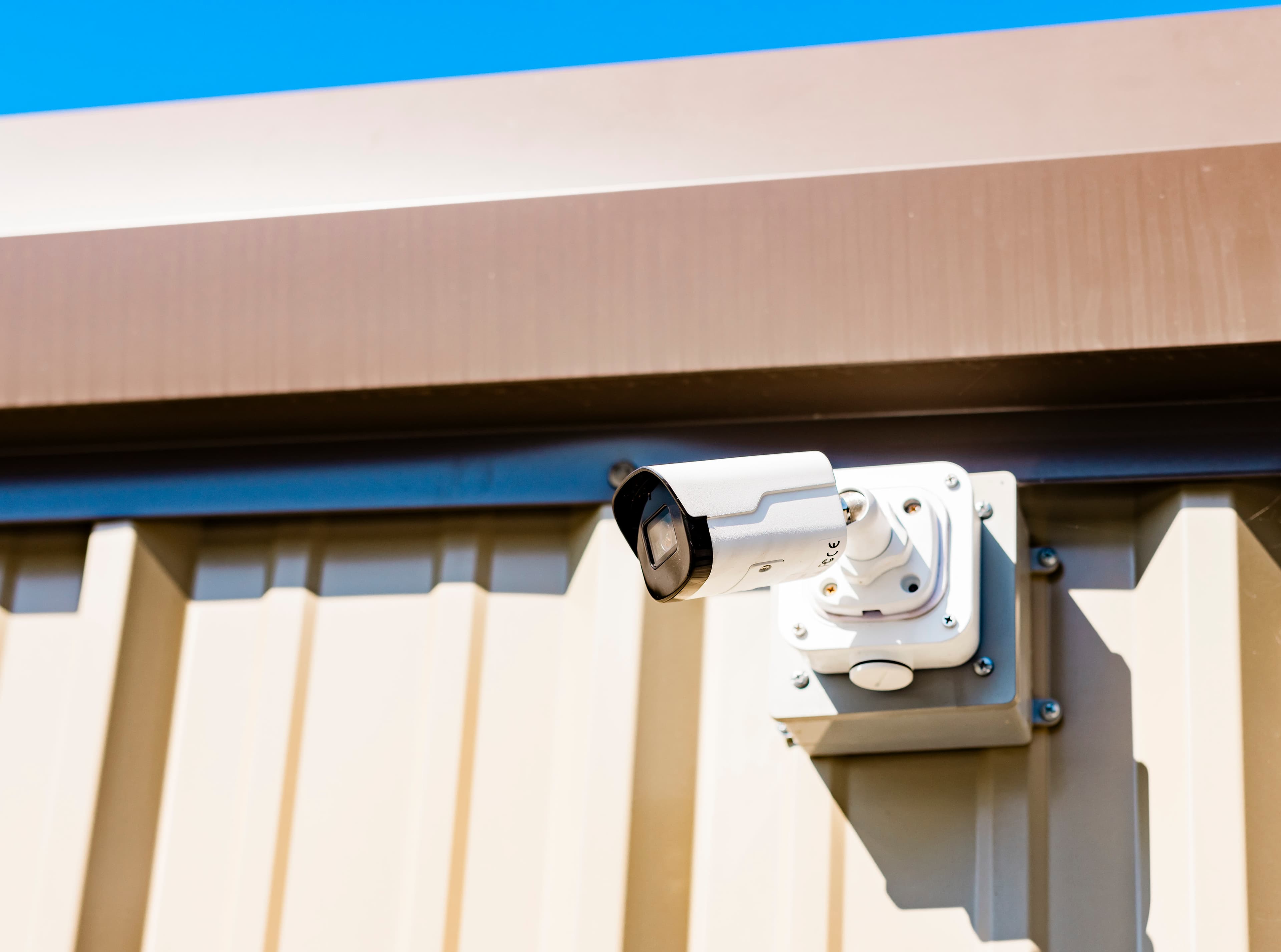 Security camera mounted on a storage building at Southern Storage